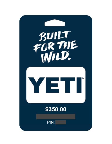 $350 Yeti Cooler Gift Card