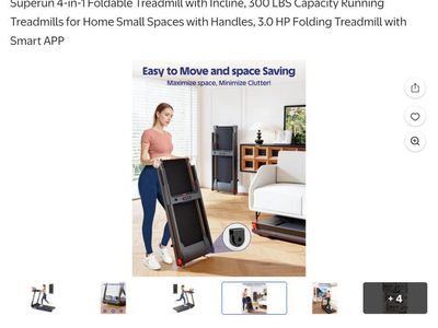 Superun 4-in-1 Foldable Treadmill w/ Incline, 300 lbs Capacity, 3.0 HP Motor & Smart APP