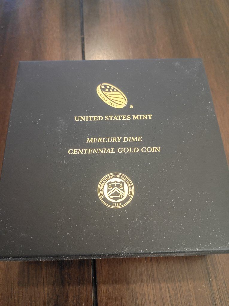 2016-W US Mint Mercury Dime Centennial 1/10 oz Gold Coin with OGP & COA
