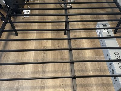 Wedx Queen Platform Bed Frame - Black Steel Slat FREE