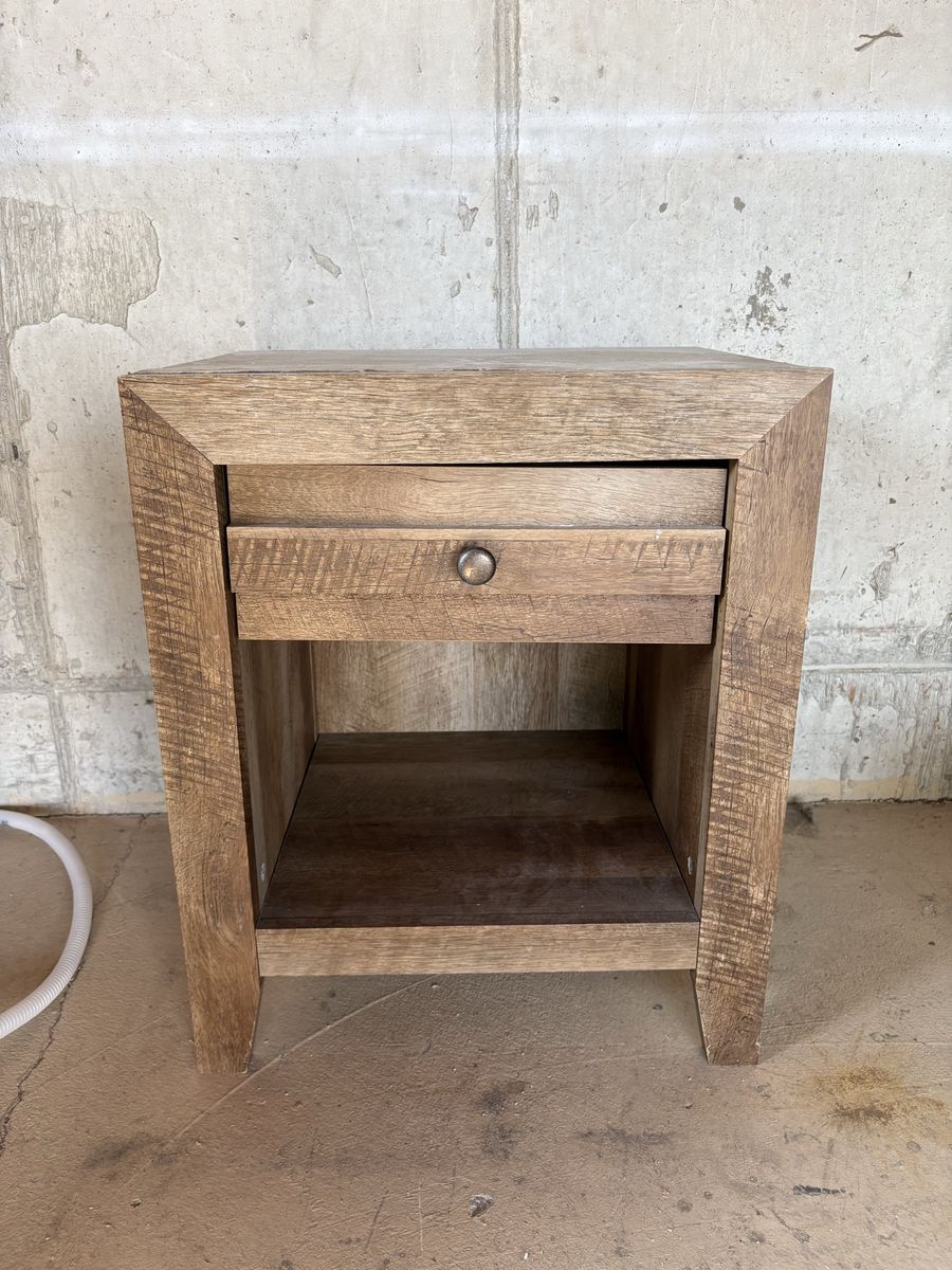 Wooden Nightstand with Drawer and Storage Shelf