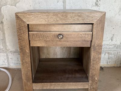 Wooden Nightstand with Drawer and Storage Shelf