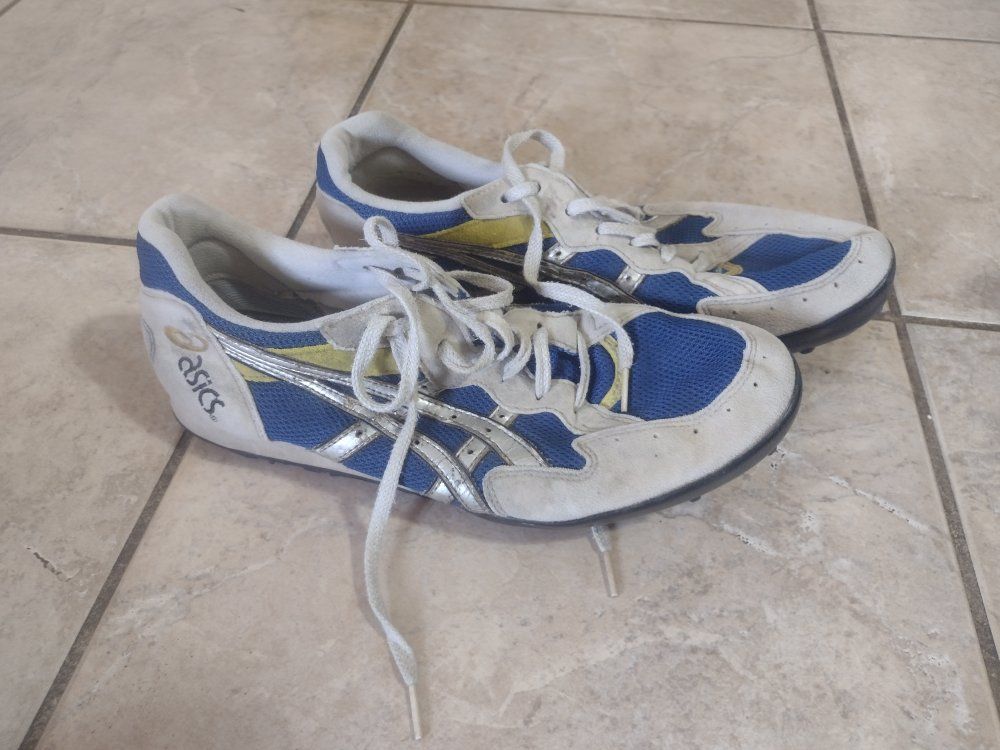 Asics Blue and White Cross Country Shoes Size 10