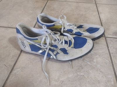 Asics Blue and White Cross Country Shoes Size 10