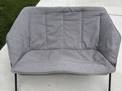 Gray Fabric Folding Loveseat / Outdoor Camp Bench