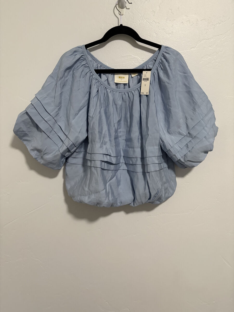 NWT Anthropologie Blue Maeve Short-Sleeve Bubble Tiered Top women's size Medium $40 cash/venmo in Draper