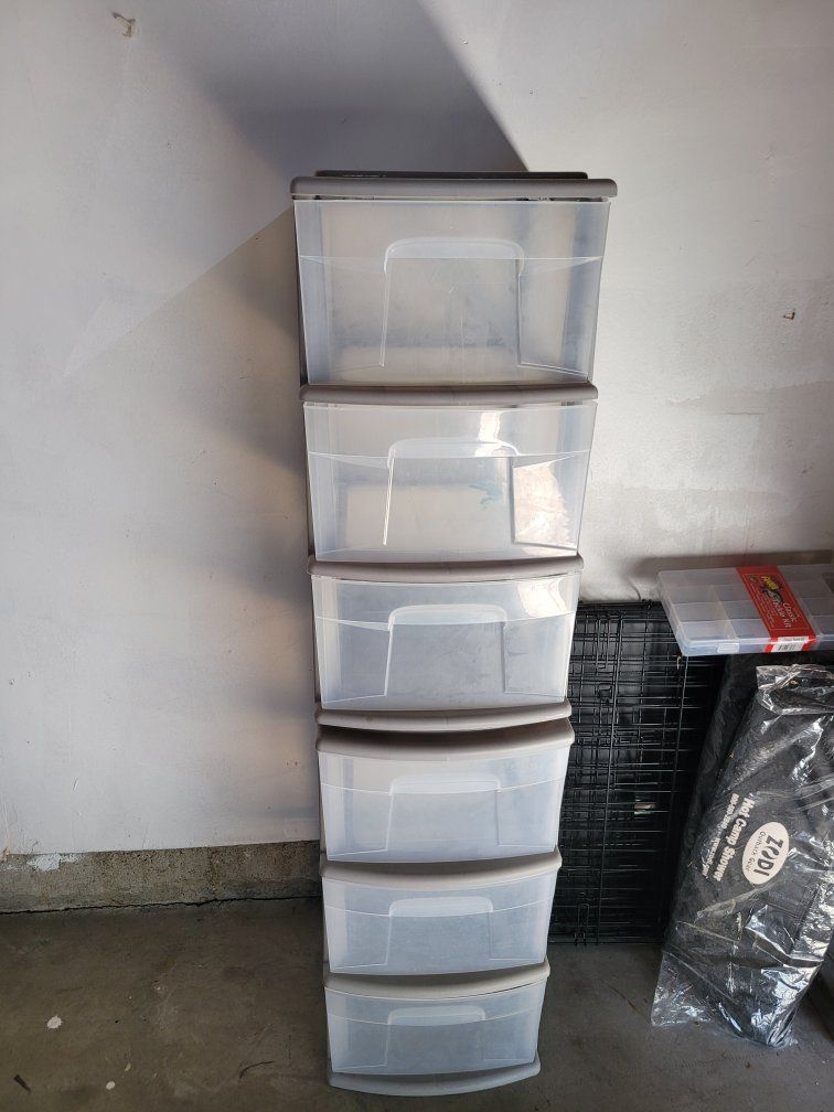 Clear Plastic Storage Drawers - Stackable 3-Drawer Unit, Grey Top 2 available