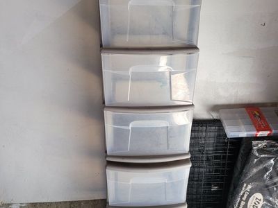 Clear Plastic Storage Drawers - Stackable 3-Drawer Unit, Grey Top 2 available
