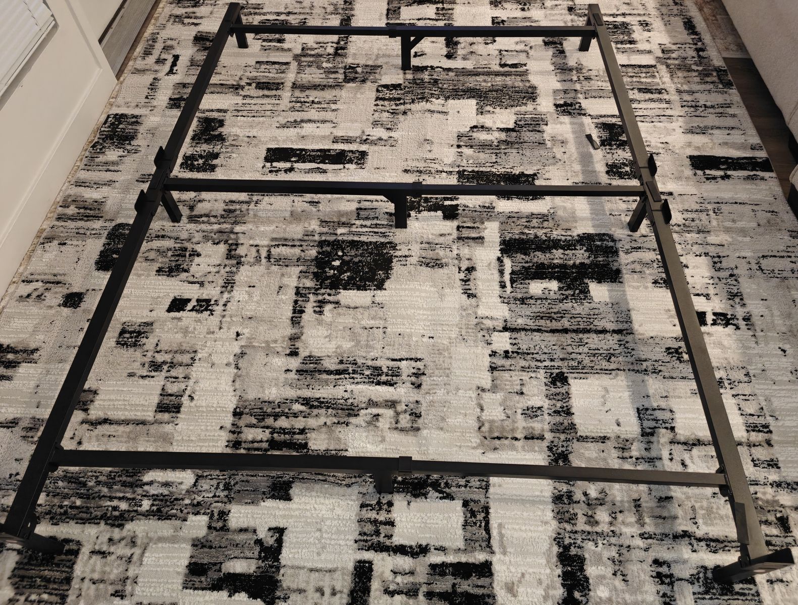 Bed Frame + Box Spring + Full Matress + Indoor Area Rug