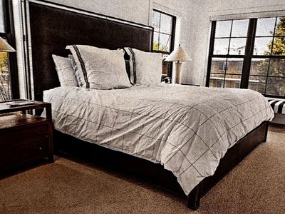 Restoration hardware deluxe headboard, and bedframe-king size