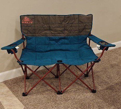 Kelty Loveseat Camp Chair - Teal/Grey, Padded Folding Double Seat for Camping/Outdoors