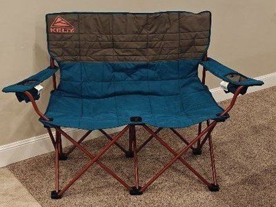 Kelty Loveseat Camp Chair - Teal/Grey, Padded Folding Double Seat for Camping/Outdoors