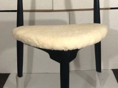 ZH Home Heart Dining Chair with Black Wood Frame and White Shearling + Backrest Cushion - New in Box