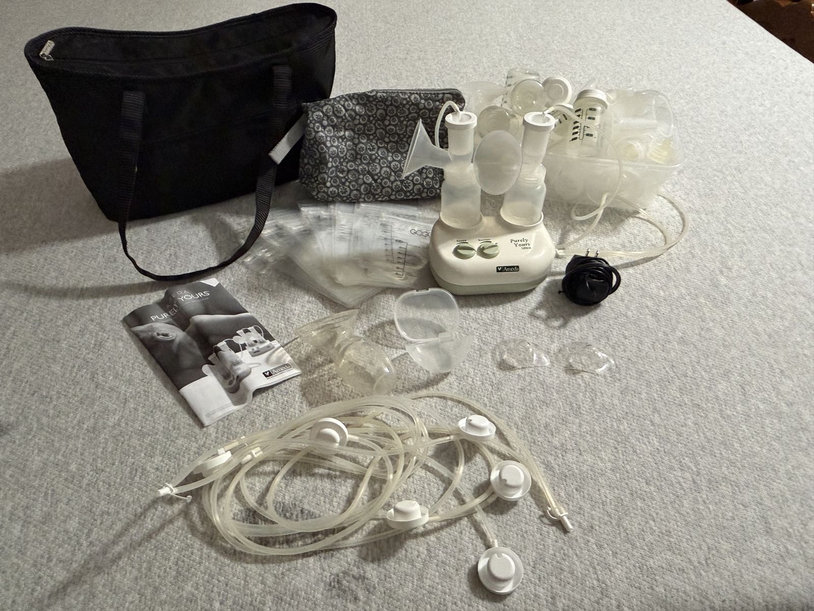 Ameda Purely Yours Ultra Double Electric Breast Pump Bundle with Bag and Accessories