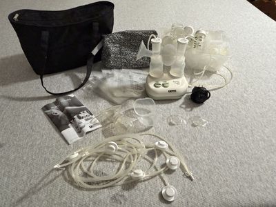 Ameda Purely Yours Ultra Double Electric Breast Pump Bundle with Bag and Accessories