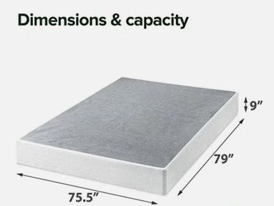 Zinus Smart Box Spring Queen Size 9" Foundation - Easy Assembly & 700lb Capacity, New In Box