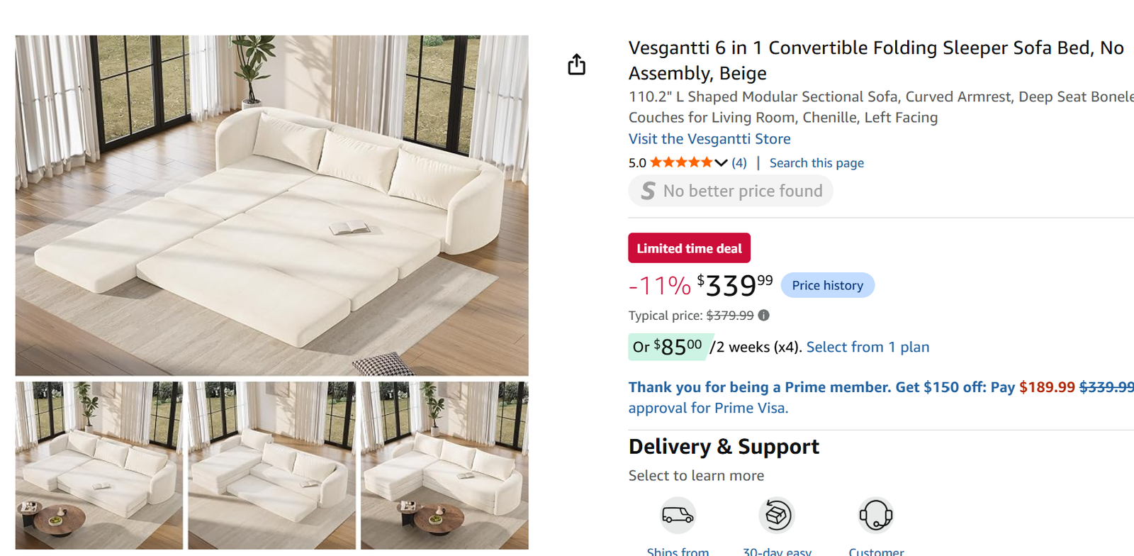 Convertible Sofa Sleeper Bed_Brand New