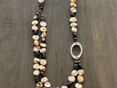 Artisan Handcrafted 20" Baroque Pearl & Garnet Necklace