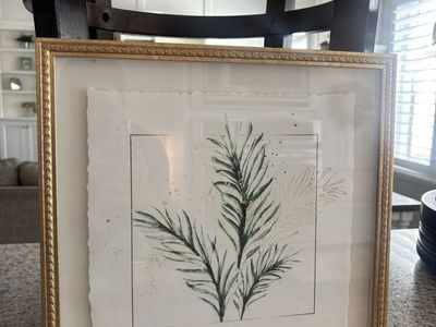 Tropical Botanical Gold Framed Art Print - Green Leaf Watercolor Decor