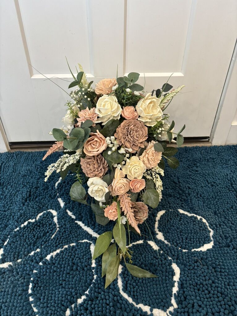 Cascading Wood Flower Bridal Bouquet