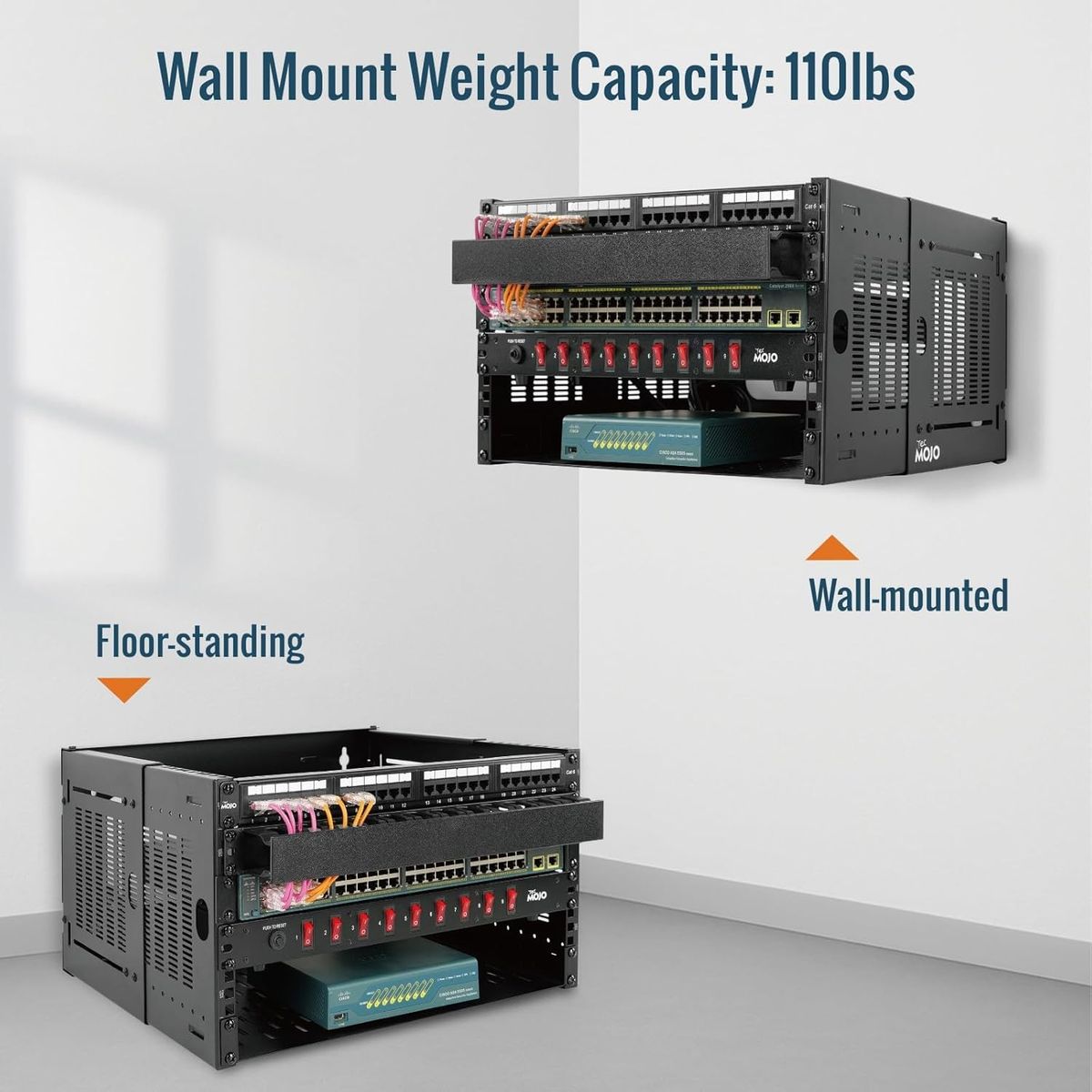Brand New 4U Wall Mount Network Rack 19" Open Frame Patch Panel Bracket with Adjustable Depth 110lbs Capacity