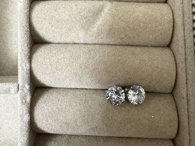 Sparkling Silver-Tone Round Cut Cubic Zirconia Stud Earrings, Hypoallergenic