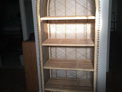 Boho Wicker Rattan Arched Bookcase Shelf