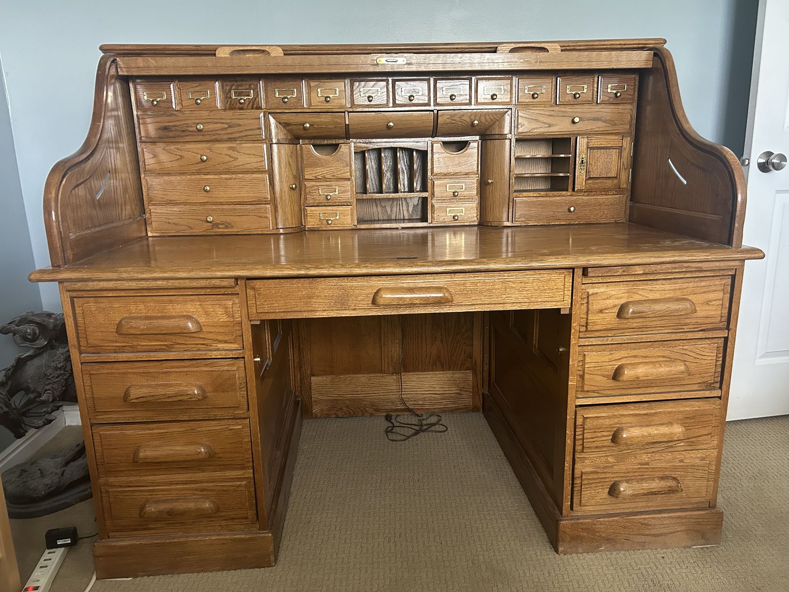 Rolling top wood desk