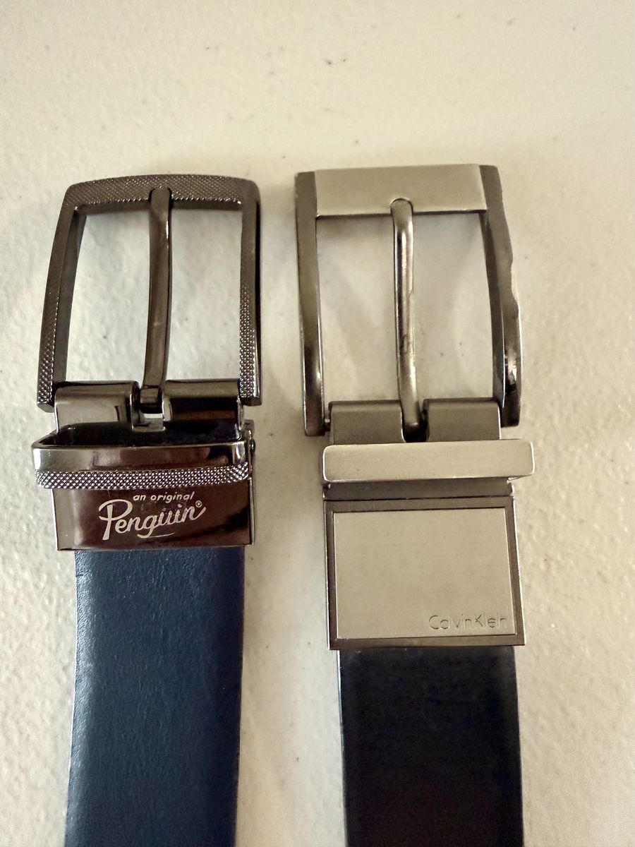 Mens 34 & 36 Reversible Dress Belts CK & Penguin