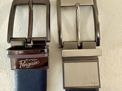 Mens 34 & 36 Reversible Dress Belts CK & Penguin