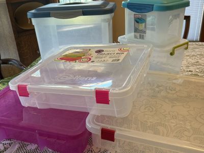 Assorted Plastic Storage Totes Lot Creative Options Project Boxes Sterilite Craft Organizers