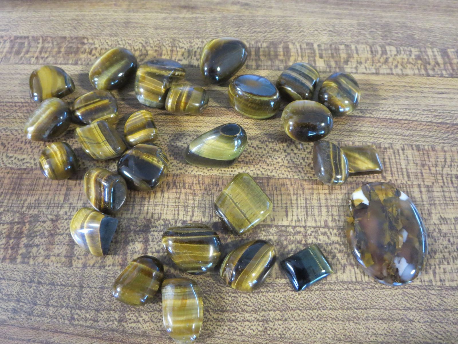 Polished Tiger's Eye Tumbled Stones - Variety of Sizes and Shapes for Crafts & Decor