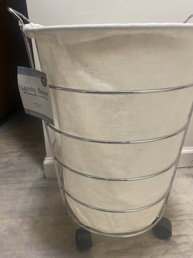 Store It Basic Elements Rolling Laundry Basket with Removable Canvas Liner 