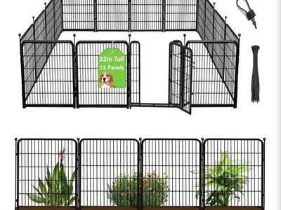 Metal Garden Fencing 32” Tall, 20 Panels Includes 2 Gates