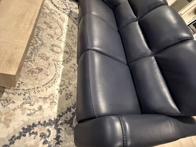 Navy Top Grain Leather Power Reclining Sofa