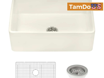 Ruvati Fiamma Undermount 33-in x 20-in Fireclay Single bowl Kitchen Sink