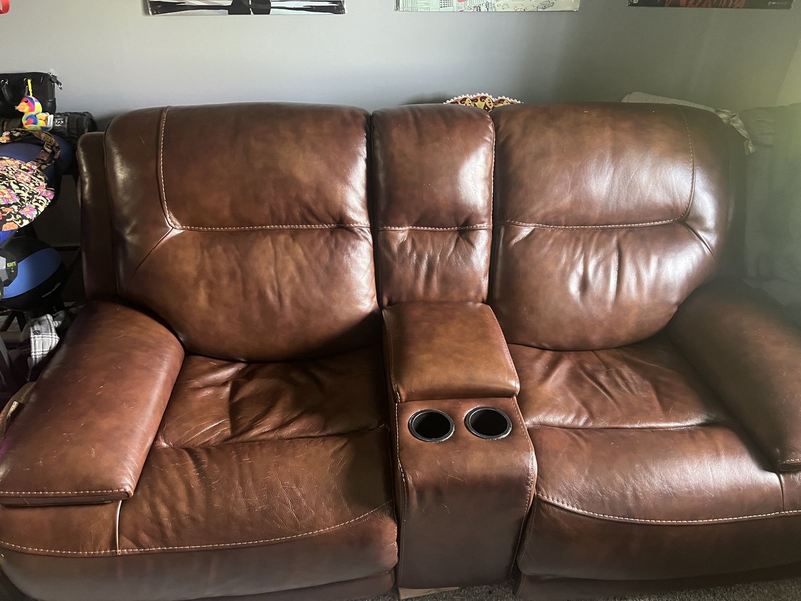 Genuine Leather Reclining Couch
