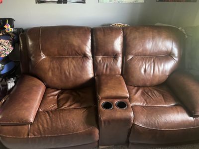 Genuine Leather Reclining Couch