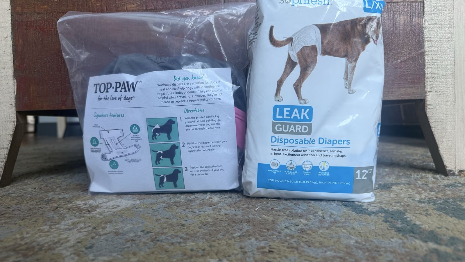 Top Paw Washable Dog Diapers & So Phresh Disposable Dog Diapers - L/XL, New