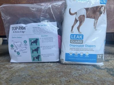 Top Paw Washable Dog Diapers & So Phresh Disposable Dog Diapers - L/XL, New