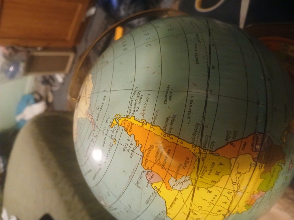 RARE* 1950s J.CHEIN CO. USA TIN WORLD GLOBE