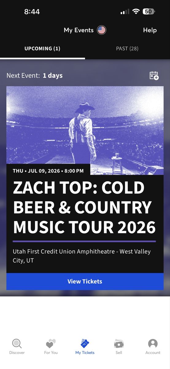 2 tickets to Zach Top 7/9
