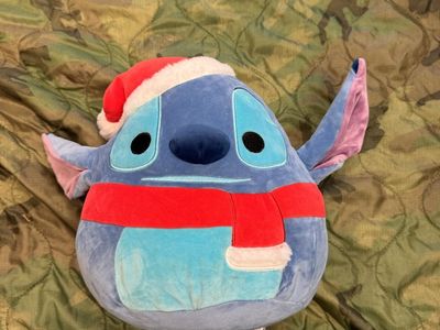 Stitch Holiday Squishmallow Plush - Santa Hat & Scarf
