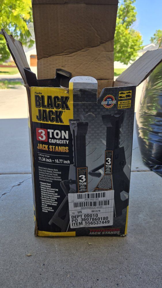Torin Black Jack 3 Ton Capacity Jack Stands - Heavy-Duty Steel, 11.34-16.77 inch Lifting Range