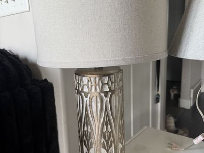 Round Lamp And Shade Gold/Brass White