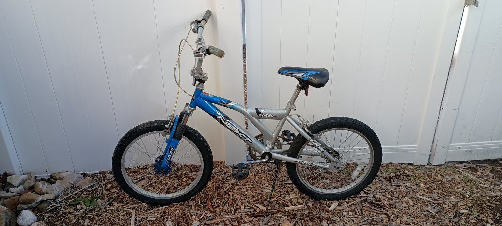 Next Turbo 20" Kids' Mountain Bike, Full Suspension, Blue/Silver