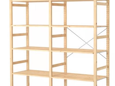 IKEA IVAR 2-Section Pine Shelving Unit - 15 Shelves, 174x50x226 cm Storage System