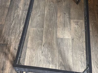 Glass Top Coffee Table, Black Metal Frame, Modern Design, Good Condition
