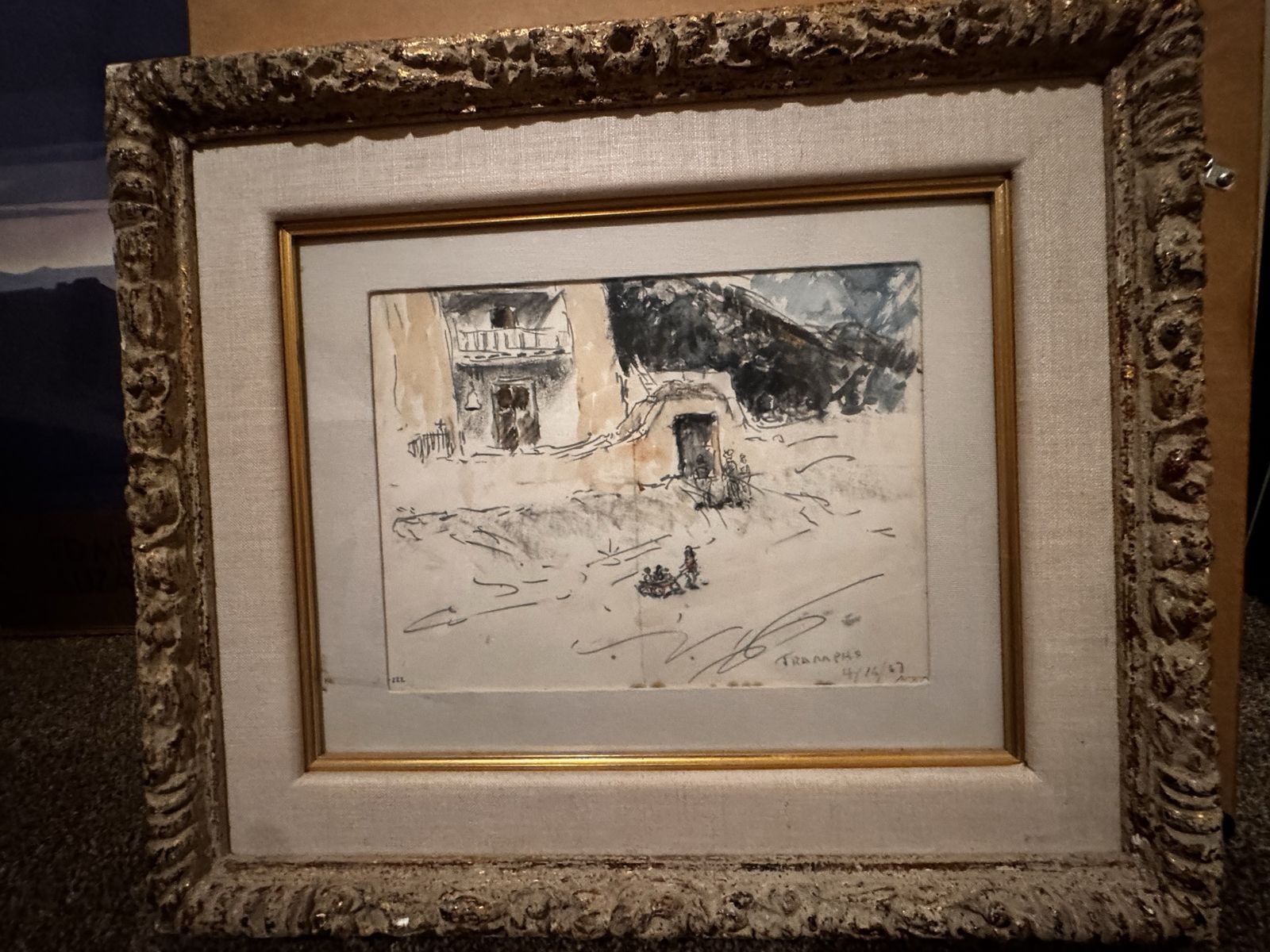 Vintage Framed Signed Original Sketch Artwork - Trampas Dated 4/16/67