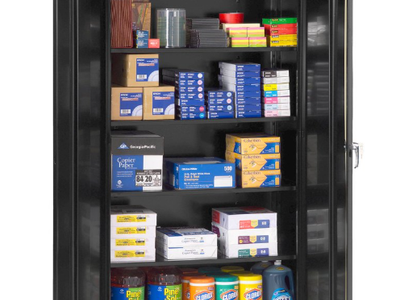 Tennsco Black Storage Cabinet - 36" Width x 18" Depth x 72" Height - 5 x Shelf(ves) - 2 Door(s), Locking Door. ASSEMBLED